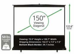 elite 150 inch diagonal 11x6 aprox screen